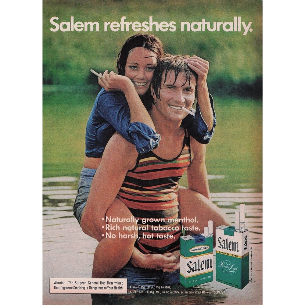Long Legs Thighs Sexy Woman Salem Menthol Cigarettes Print Ad Pinup Art Vintage